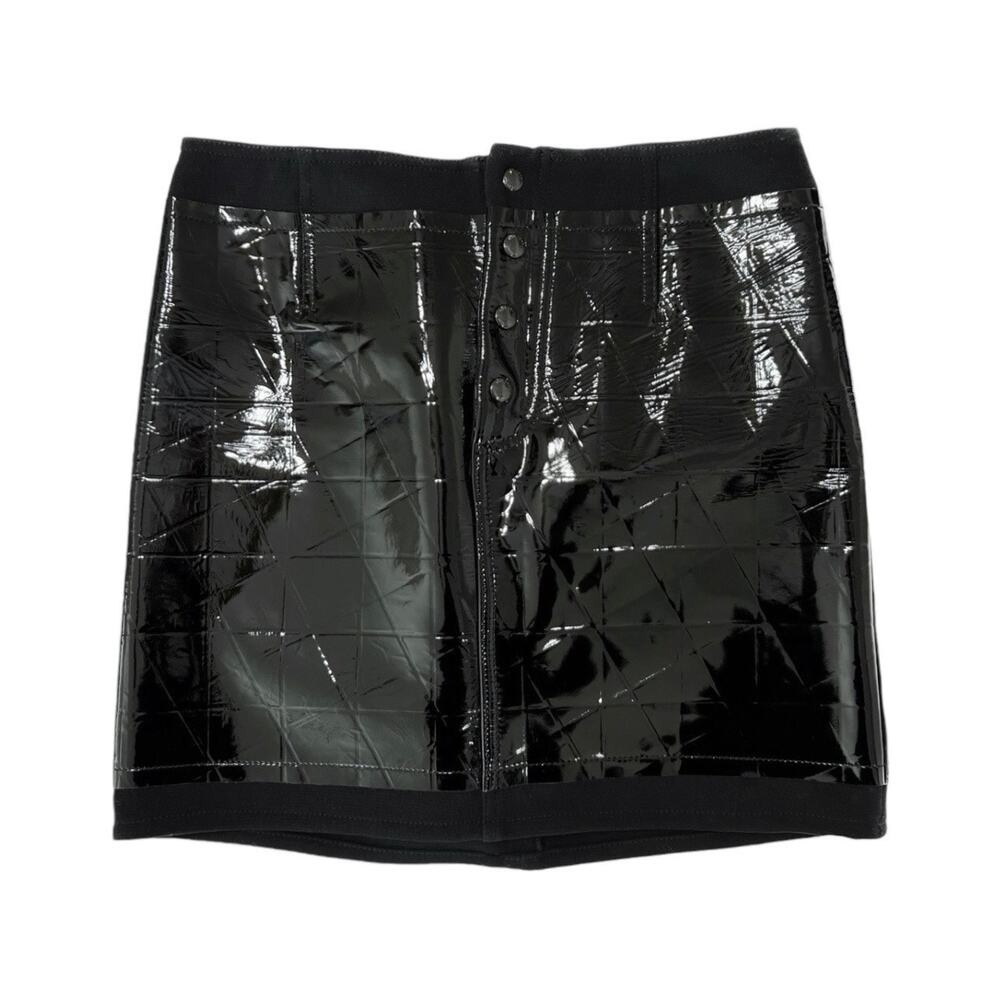 Tom Ford Womens Embossed Patent Leather Mini Skirt in Black Size 40